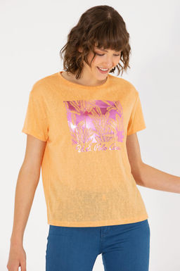 U. S. Polo Assn Женская оранжевая футболка с круглым вырезом - U.s. polo assn фото 3