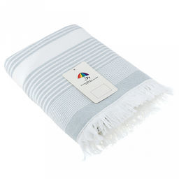 Полотенце махровое "Полосатый рейс" 50х90см, хлопок 100%, с бахромой, голубой (Китай)