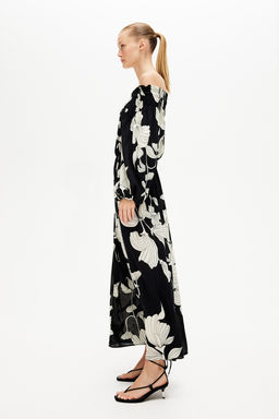 Vestido off-the-shoulder con escote nido de abeja - H&m фото 3