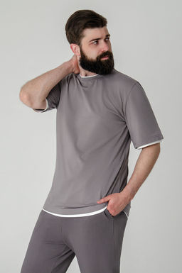 Арт. 67128/1 Футболка мужская 48-56 (5 шт) Цвет:светло-серый