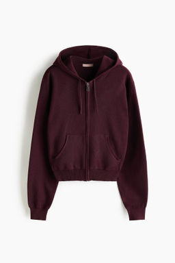 Chaqueta en punto fino con capucha y cremallera