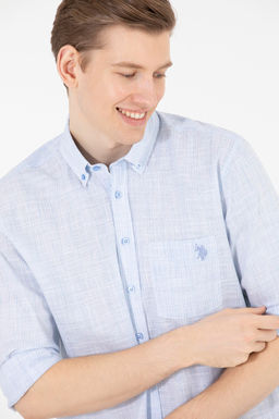 Мужская синяя рубашка с длинным рукавом - U.s. polo assn фото 2