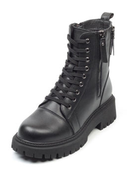 01-5275-1 BLACK Ботинки демисезонные женские (натуральная и искусственная кожа, байка)