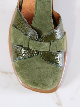 Босоножки 5038.23663bе.Зеленый наплак+оливковая замша