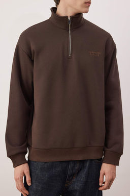 Kahverengi Yeni Oversize/Genis Kesim Yaz? Nak?sl? F?rcal? Kal?n Sweatshirt TMNAW26SW00008 - Trendyolmilla фото 6