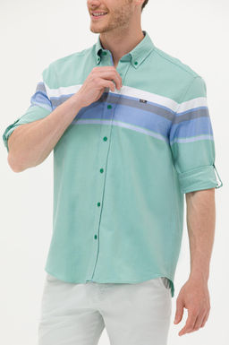 Мужская зеленая рубашка с длинным рукавом - U.s. polo assn фото 20