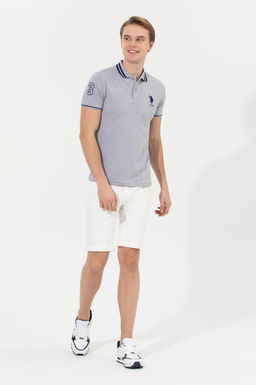 U. S. Polo Assn Мужская серая меланжевая базовая футболка с воротником-поло - U.s. polo assn фото 4
