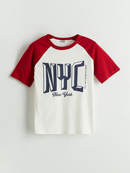 Bisiklet Yaka New York Bask?l? Erkek ?ocuk Ti??rt