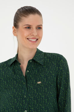 Женская зеленая рубашка с длинным рукавом Неожиданная скидка в корзине - U.s. polo assn фото 2