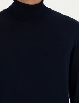 Lacivert Slim Fit Bal_k__ Yaka Y_n Kar___ml_ Basic Triko Kazak - Pierre cardin фото 7