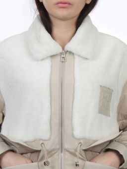 H24-223 BEIGE Куртка демисезонная женская (100 гр. холлофайбер) - Fashion фото 4