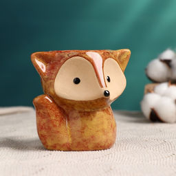 Горшок для цветов «Лисёнок Фред» керамический, 200 мл, 8×9×9 см, рыжий