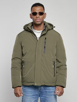 Куртка мужская зимняя с капюшоном спортивная великан цвета хаки 8335Kh - Wonderrman фото 7