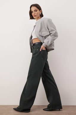 Petrol Yuksek Bel Vintage Y?kama Ozel Renk Denim Wide Leg/Genis Paca Jeans TWOAW26JE00110