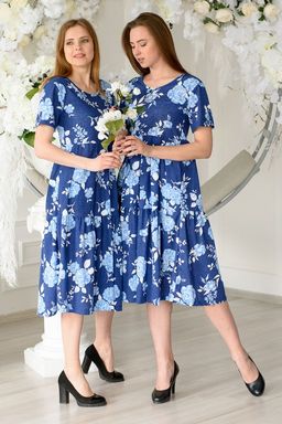 Платье женское из кулирки Зарема голубой пион - Амадэль фото 4