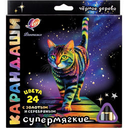 Набор цветных карандашей Луч ФАНТАЗИЯ 24 цв. трехгран. корп. дерев. карт.уп. супермягкий грифель матовый корпус из древесины черного цвет