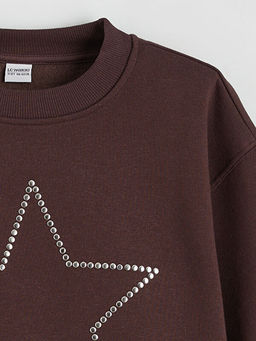 Bisiklet Yaka Ta?l? K?z ?ocuk Sweatshirt