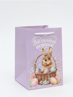 Цена за 3 шт. Пакет подарочный под кулич «Пасха», заяц, 12×18×12 см