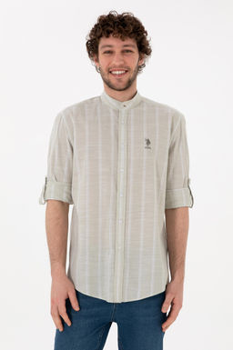 Erkek A__k Haki Uzun Kollu G_mlek Sepette S_rpriz _ndirim