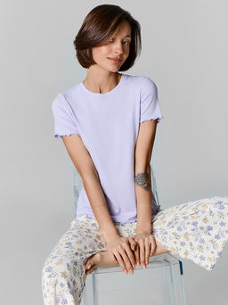 Комплект домашний женский фиолетовый с цветочным принтом - Mark formelle фото 3