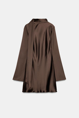 SATIN DRESS WITH FOULARD - Zara фото 6