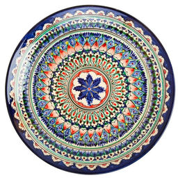 Ляган 32см, плоский Риштанская керамика красный