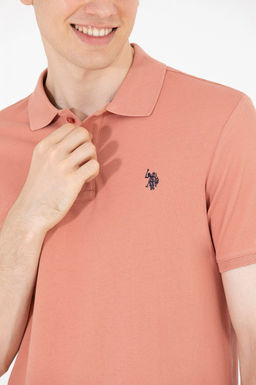 Мужская пудровая футболка с воротником поло Basic - U.s. polo assn фото 7