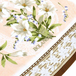 "Япония-2012" Полотенце махровое 34х78см, плотность 300гр/м2, 100% хлопок, Ландыш, бежевый, Bolangde (Китай)