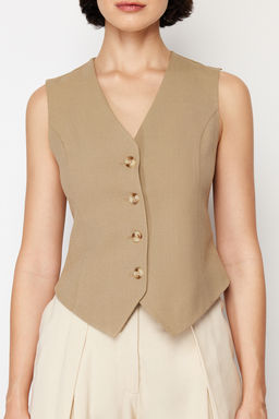 TRENDYOLMILLA Kiremit Premium Regular Kal?p Crop Dokuma Yelek TWOSS24YE00017 фото 16