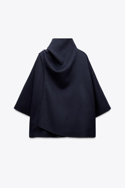 ZW COLLECTION WOOL CAPE WITH SCARF - Zara фото 5