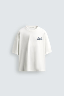 CAMISETA RELAXED FIT TEXTOS ESTAMPADOS / Blanco
