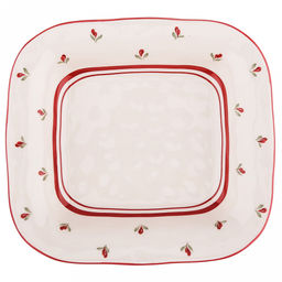 "Нежное утро" Тарелка глубокая фарфоровая 210х192х38мм, 560мл, с деколью, отводка, кремово-розовый (Китай)