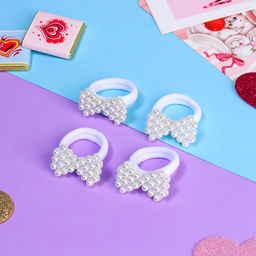 Цена за 6 шт. Резинки для волос «Жемчужная», набор 4 шт., бантики, белые