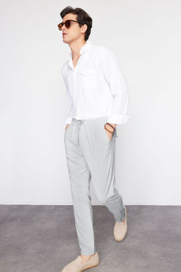 TRENDYOL MAN Siyah More Sustainable Beli Lastikli Slim Fit Duble Paca Kumas Pantolon TMNAW21PL0107 - Trendyolmilla фото 5
