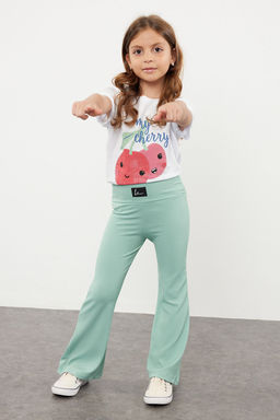 Lacivert K?z Cocuk Genis Paca/Flare Basic Orme Tayt TKDSS24TA00007