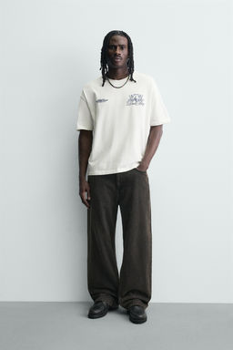 CAMISETA ESTAMPADOS COMBINADOS / Blanco roto