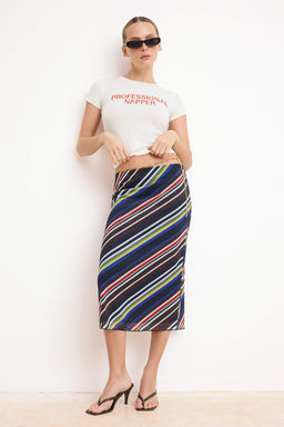 Cok Renkli Degrade Kalem Yuksek Bel Tul Orme Etek TWOSS26ET00090