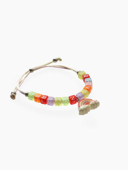Браслет детский «Выбражулька» на затяжке, радуга с бусинами, цветной