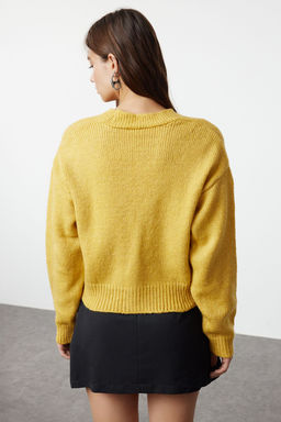 TRENDYOLMILLA Yesil Yumusak Dokulu Nak?s Detayl? V Yaka Triko H?rka TWOAW24HI00237 фото 5