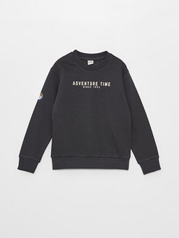 Bisiklet Yaka Bask?l? Uzun Kollu Erkek ?ocuk Sweatshirt ve E?ofman Alt? - Waikiki фото 2