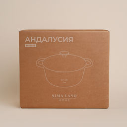 Кастрюля SL Home, 6 л, d=28 см, h=12.5 см, индукция, с эмалированным покрытием, чугун, бежевая