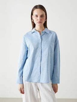 Oversize Keten Kar???ml? Kad?n G?mlek