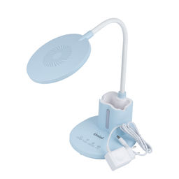 ULM-D150 15W/3000-6500K/DIM BLUE Светильник настольный светодиодный с подставкой под телефон и канцелярские принадлежности. С ночной подсветкой. Сенсорный выключатель. Диммер. Голубой. TM Uniel