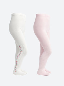 Desenli K?z ?ocuk K?lotlu ?orap 2li