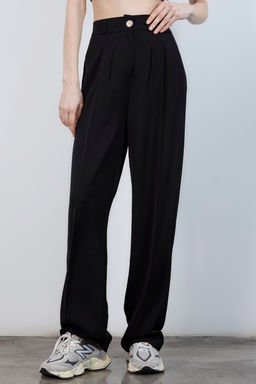 Koyu Kahverengi Yuksel Bel Genis Paca Dokuma Pantolon TWOAW26PL00161