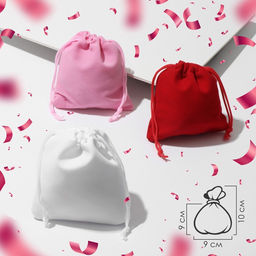 Набор мешочков для украшений подарочных 15 шт. «Влюблённое ассорти», бархатных, 9×10 см, МИКС