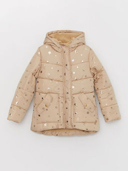 Kap??onlu Bask?l? K?z ?ocuk Mont