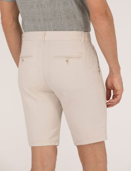 Ta_ Slim Fit Keten Kar___ml_ Beli Lastikli Bermuda _ort