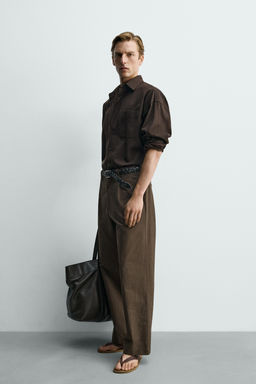 PANTAL?N WIDE FIT PLIEGUES / Marr?n chocolate - Zara фото 4