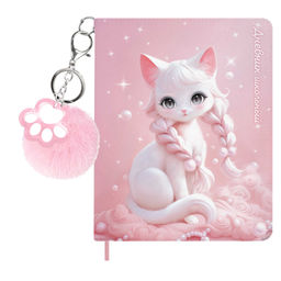 Дневник школьный в комплекте с брелоком, формат А5+, 48 листов арт. 72424 / 15 КОШКА С КОСАМИ (кожза